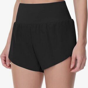 Women’s Quick Dry Running Shorts Mesh Liner High Waisted Small Black